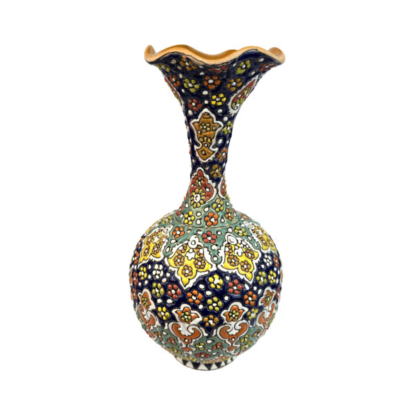 Decorative Pottery Vase with Persian Minakari Hand painted Enamel Art