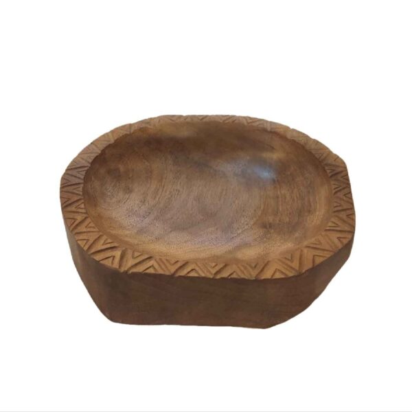 Decorative Wooden Bowl Hand Carved Made of Walnut Wood
