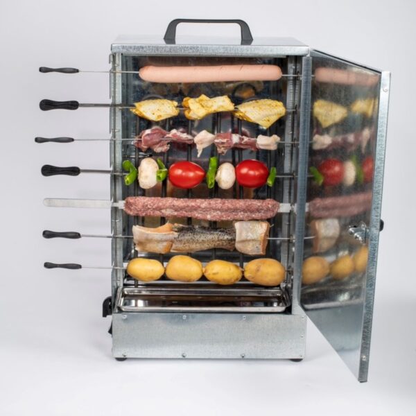 Electric Kebab Grill Burner - 14 Skewers, 2-Sided with Cooking Timer