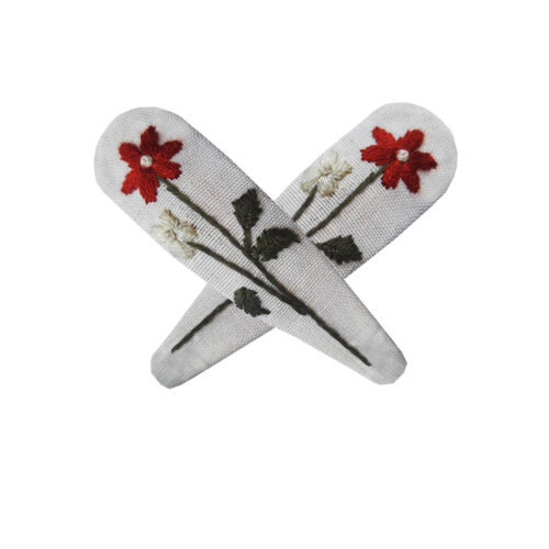 Embroidered Floral Snap Hair Clip Set of 2