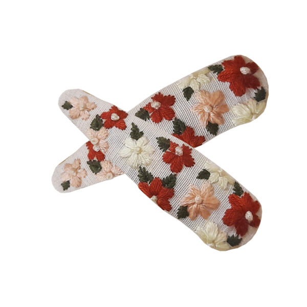Embroidered Floral Snap Hair Clip Set of 2 Handwoven