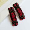 Embroidered Floral Snap Hair Clip Set of 2 Handwoven Model Rose