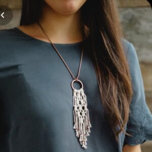 Embroidered Macrame Necklace Handmade for Women