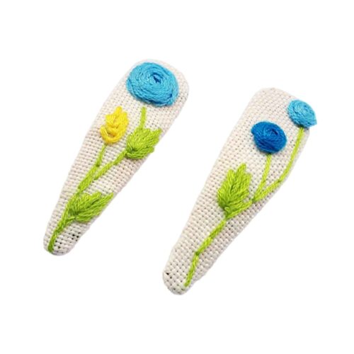 Embroidered Snap Hair Clip Set Handwoven Model Snail