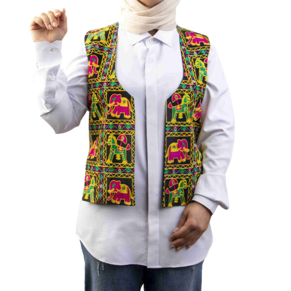 Embroidered Vest with Elephant Design for Women