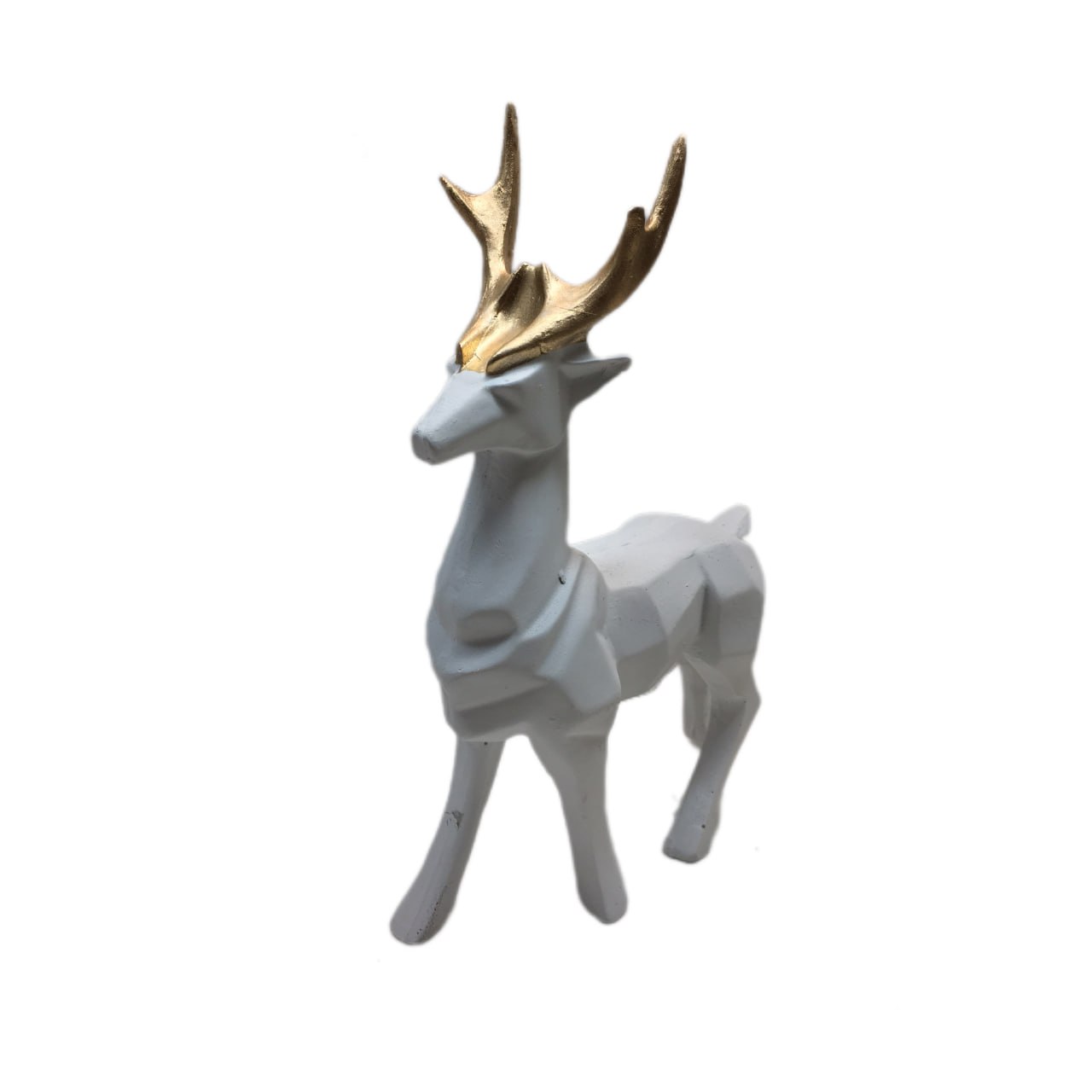 Geometric Deer Cubism Figurines 2 Pieces – Modern Art Sculpture Set