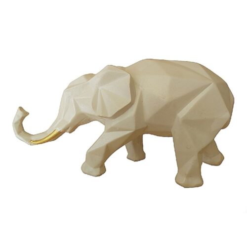 Geometric Elephant Cubism Figurine – Abstract Resin Ornament