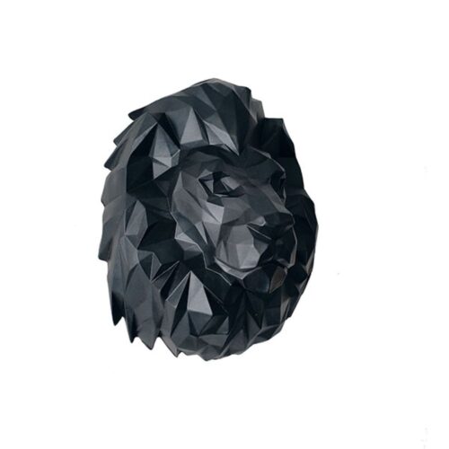 Geometric Lion Head Cubism Figurine – Animal Leo for Wall Decor
