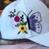 Hand-Embroidered Women's Cap with Butterfly Design
