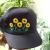 Sunflower Design Hand-Embroidered Baseball Cap for Women