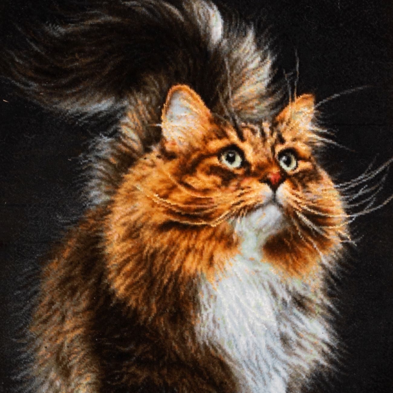 Hand-Knotted Persian Pictorial Rug from Tabriz Cat