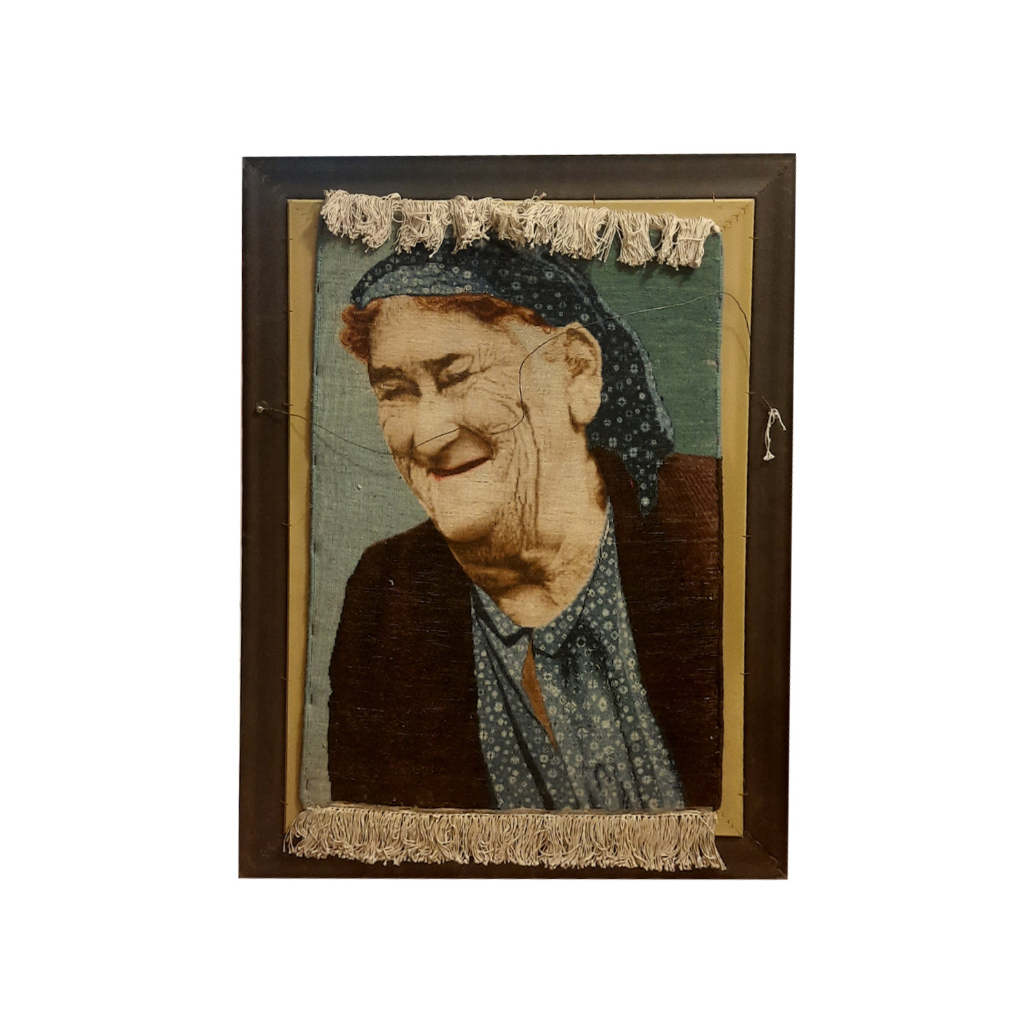 Hand-Knotted Persian Pictorial Rug from Tabriz Old Woman