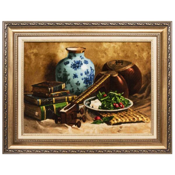 Hand-Knotted Persian Silk Pictorial Rug from Tabriz Persian Tar & Books