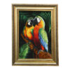 Hand-Knotted Persian Silk Pictorial Rug from Tabriz Two Parrots in the Jungle