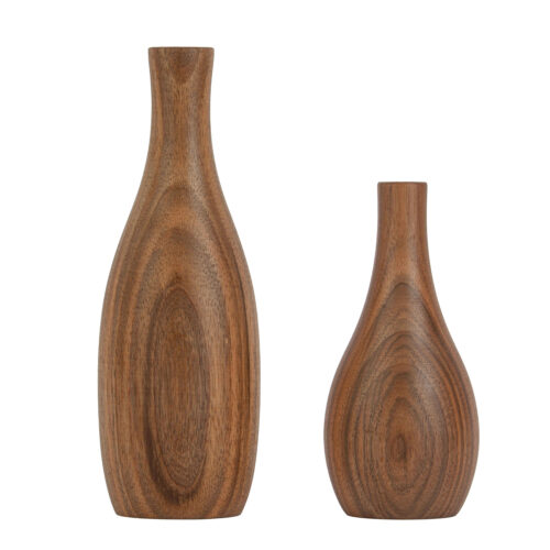 Handcrafted Decorative Bud Vase Made from Natural Solid Wood Rustic – Set of 2