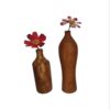 Rustic Decorative Single Stem Vase Made from Natural Solid Wood - Set of 2