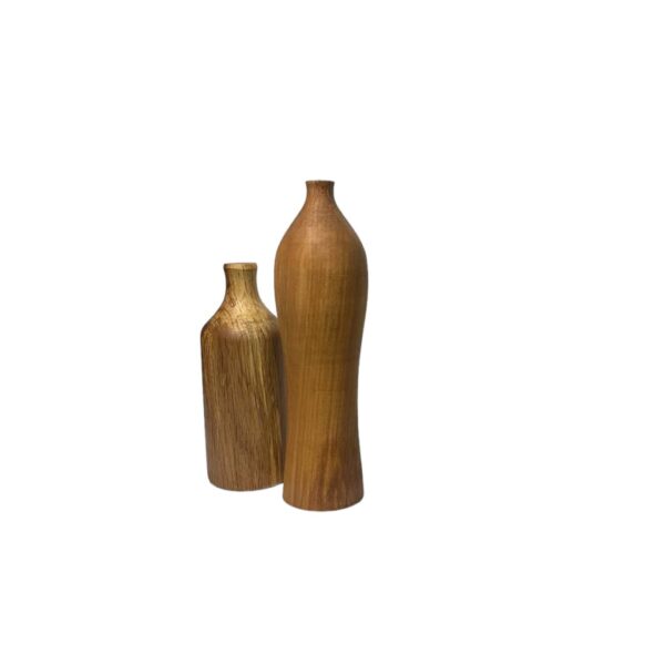 Rustic Decorative Single Stem Vase Made from Natural Solid Wood - Set of 2