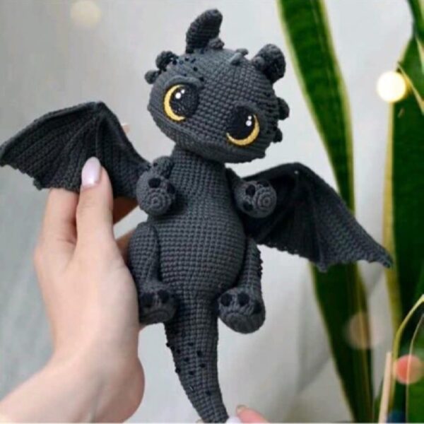 Amigurumi Crochet Stuffed Toothless Animal for Kids – Soft & Cuddly Plush Toy