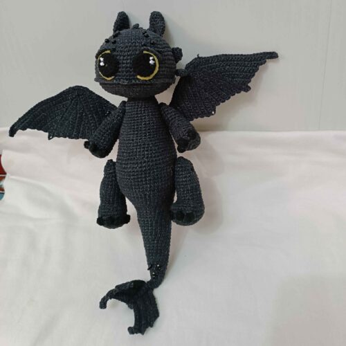 Amigurumi Crochet Stuffed Toothless Animal for Kids – Soft & Cuddly Plush Toy