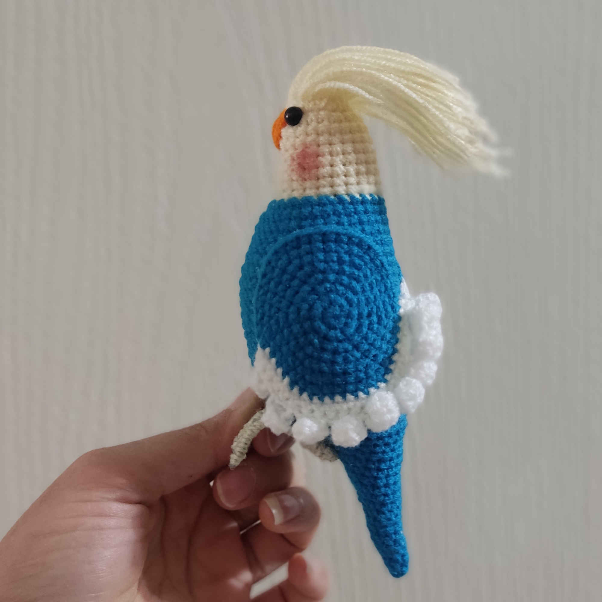 Amigurumi Crochet Stuffed Whiteface Lutino Cockatiel Animal – Adorable & Detailed Plush Toy