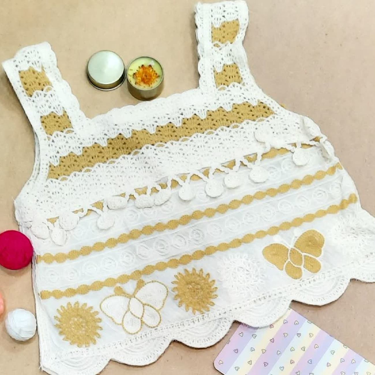 Handwoven Crochet Crop Top for Women Model Butterfly