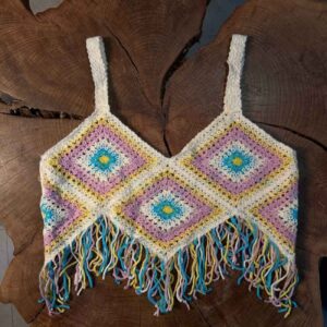 Handwoven Crochet Crop Top for Women Model Diamond