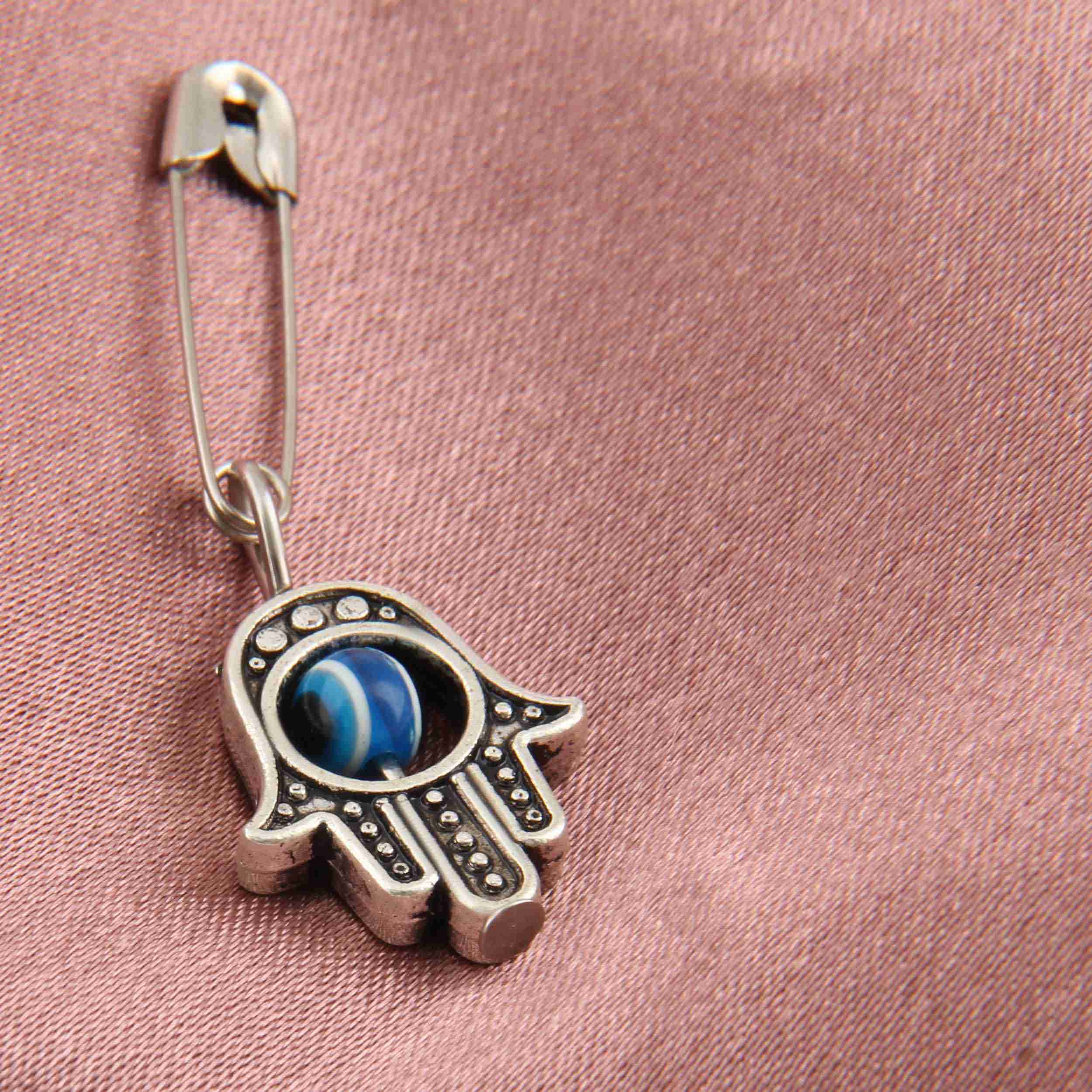 Hypoallergenic Safety Pin Brooch for Women – Evil Eye Design for Sensitivity and Protection