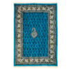Iranian Tablecloth Block Printed Ghalamkari in Isfahan Paisley Blue 4-Seat