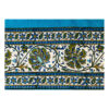 Iranian Tablecloth Block Printed Ghalamkari in Isfahan Paisley Blue 4-Seat