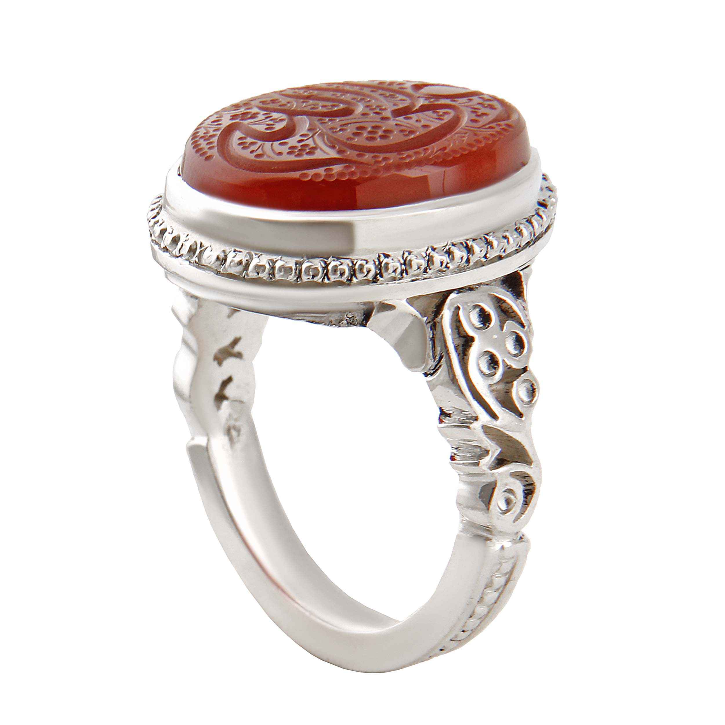 Islamic Agate Silver Ring for Men Elegance Handcrafted Wali Allah