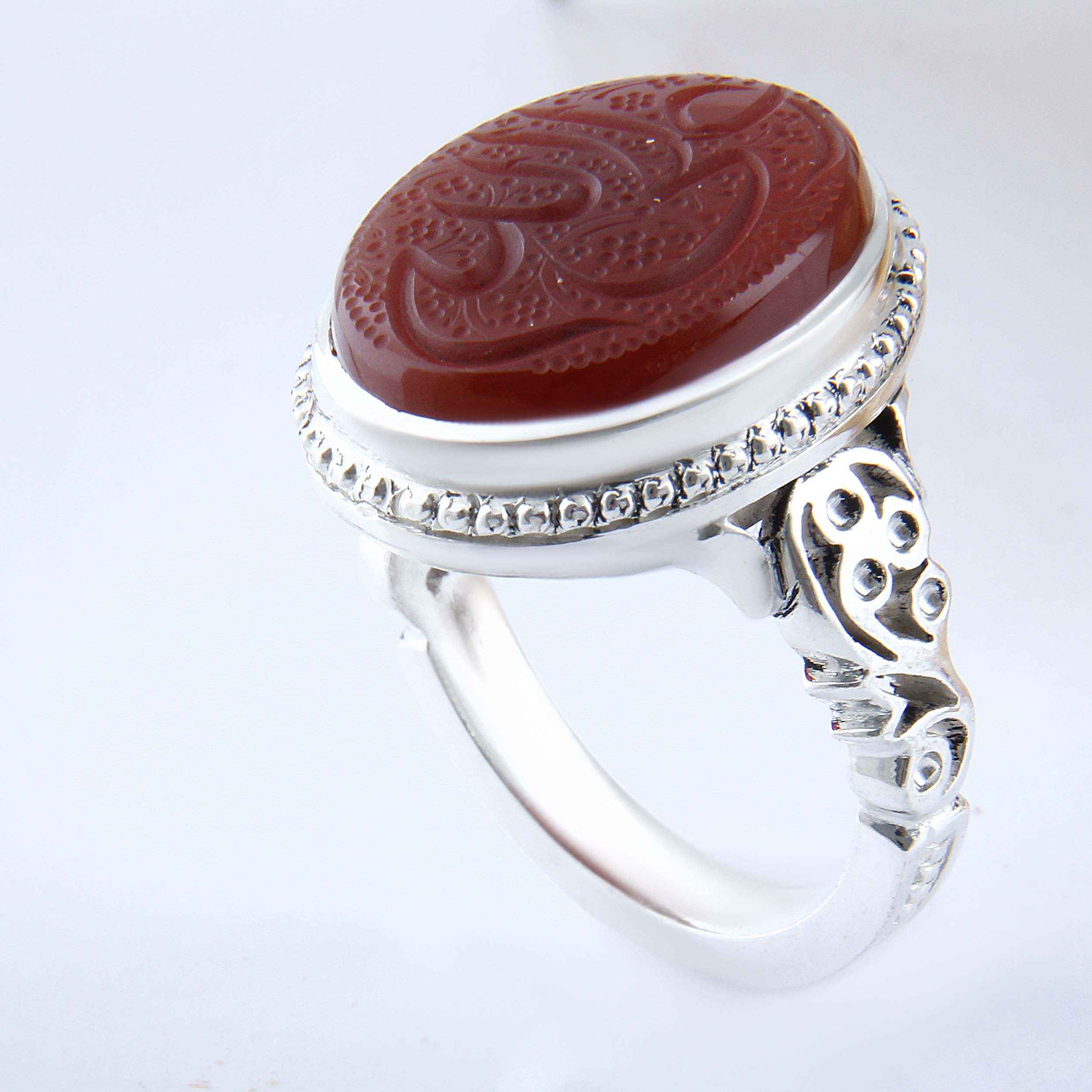 Islamic Agate Silver Ring for Men Elegance Handcrafted Wali Allah
