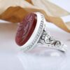Islamic Agate Silver Ring for Men Elegance Handcrafted Wali Allah