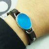 Islamic Bracelet with Leather & Agate Adorned with Ya Aallah