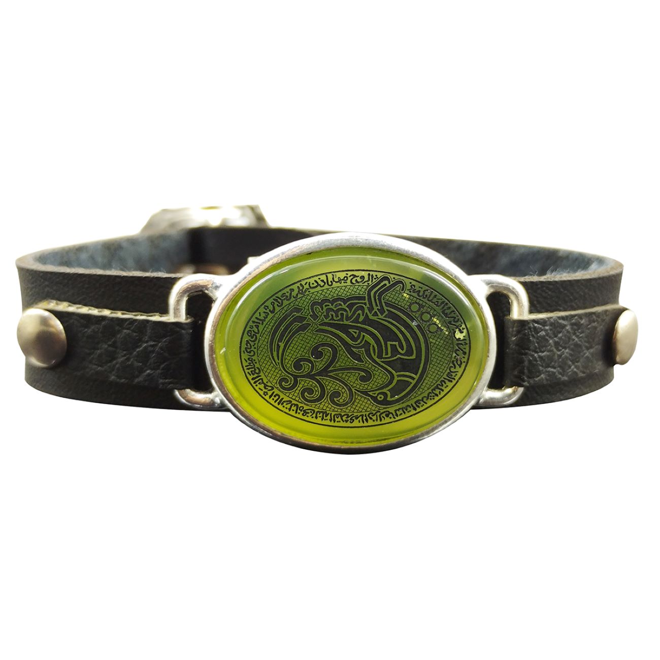 Islamic Bracelet with Leather & Agate Stone for Men