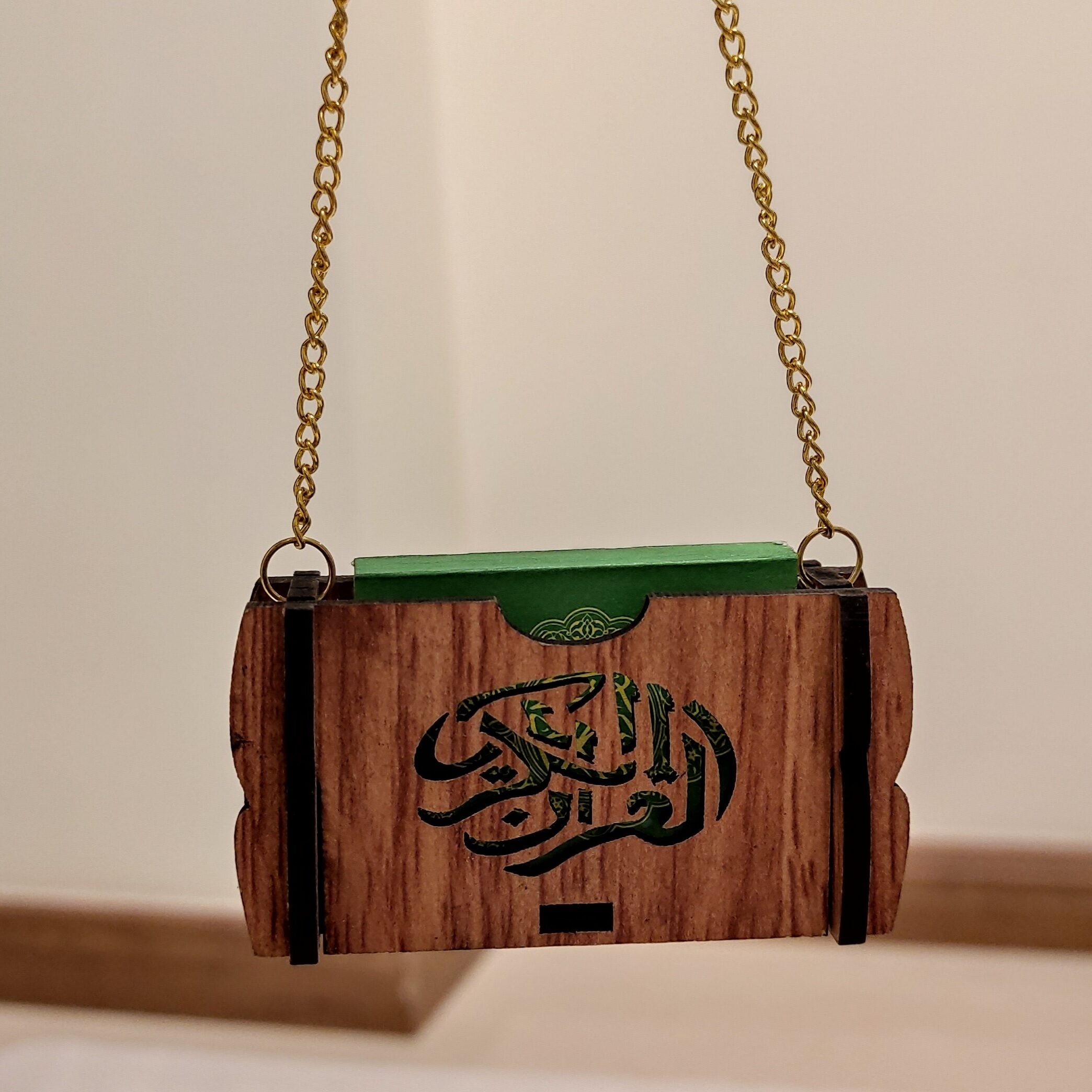 Islamic Car Rear-view Mirror Hanging Pendant with Pocket 4 Qul Surah