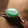 Islamic Leather Bracelet with Agate Stone In Silver Frame Imam Hussain Calligraphy