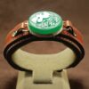 Islamic Leather Bracelet with Agate Stone In Silver Frame Imam Hussain Calligraphy