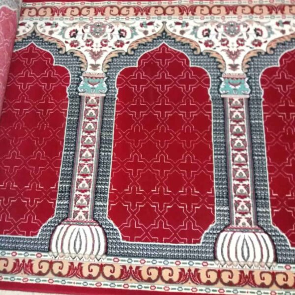 Islamic Mosque Carpet Red Color - Premium Masjid Floor Covering, 5 Meters