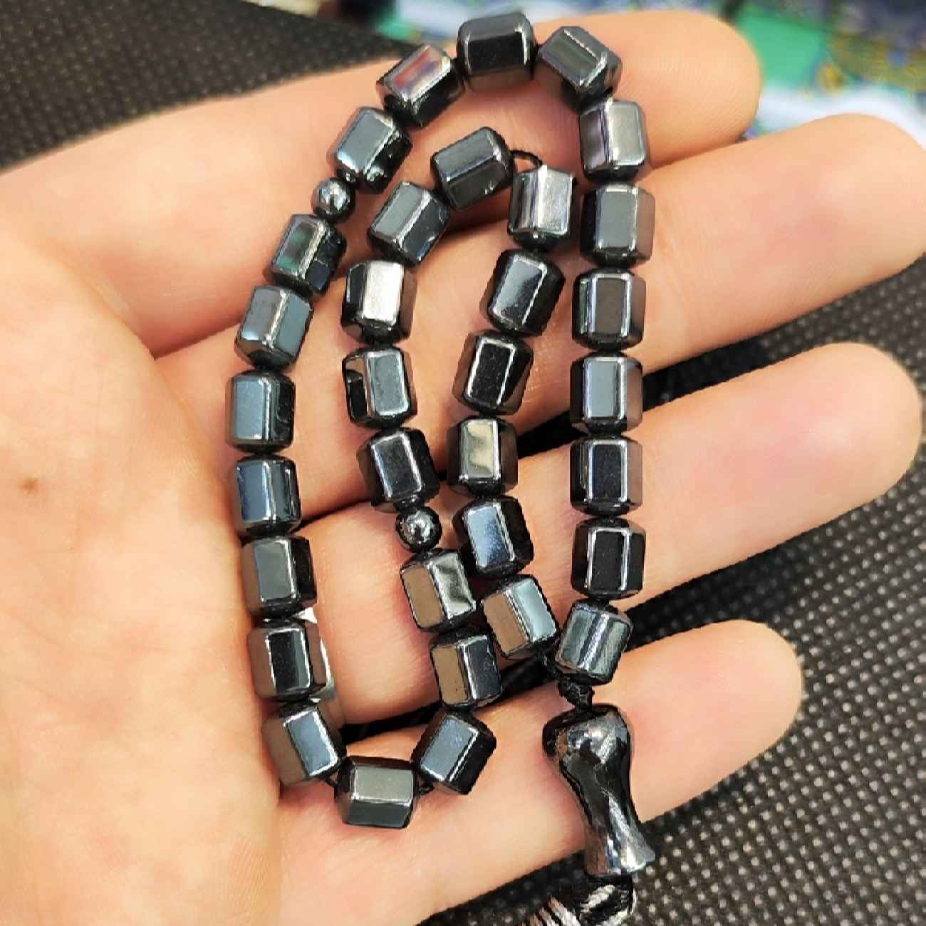 Islamic Natural Hematite Rosary Crafted with 33 Prayer Beads Muslim Tasbih