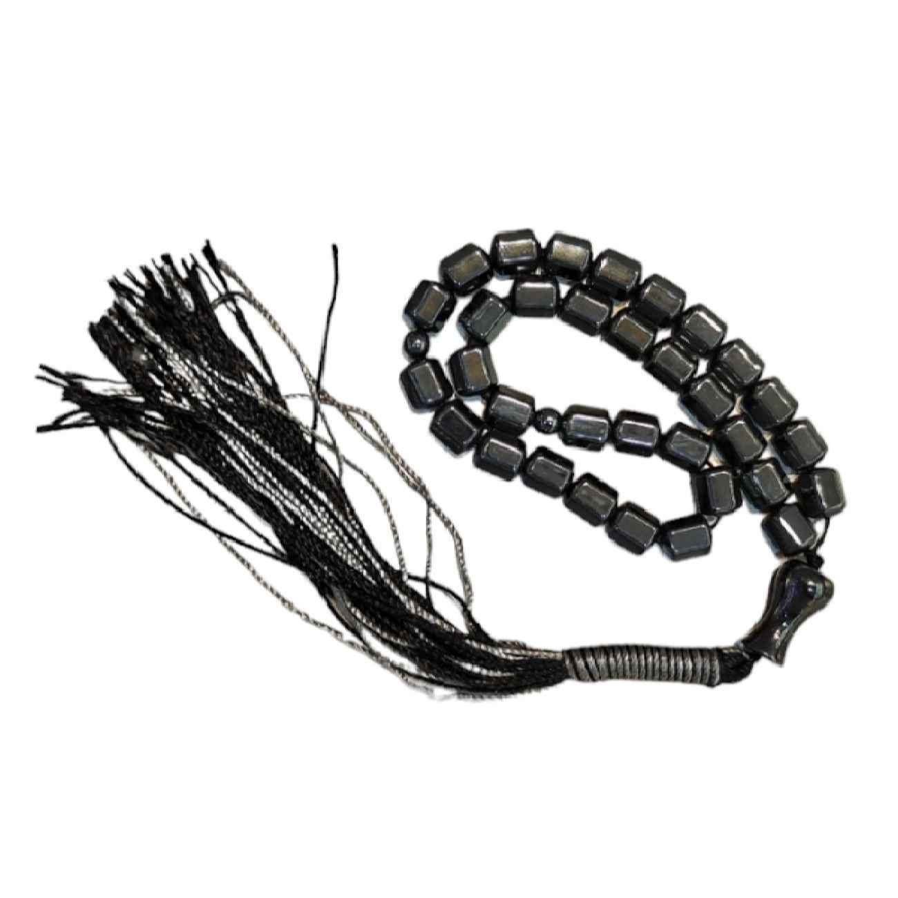 Islamic Natural Hematite Rosary Crafted with 33 Prayer Beads Muslim Tasbih