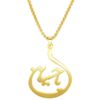 Islamic Steel Necklace for Women with Ya Hussain Calligraphy Pendant