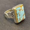 Islamic Neyshabur Turquoise Silver Ring for Men Model Square
