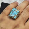 Islamic Neyshabur Turquoise Silver Ring for Men Model Square