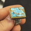 Islamic Neyshabur Turquoise Silver Ring for Men Model Square