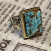 Islamic Neyshabur Turquoise Silver Ring for Men Model Square