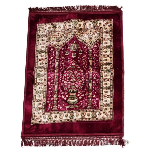 Islamic Orthopedic Prayer Rug in Velvet Janamaz Padded Sajadah