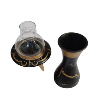 Islamic Pottery Table Top Candle Holder with Ya Hossein Design Set of 2
