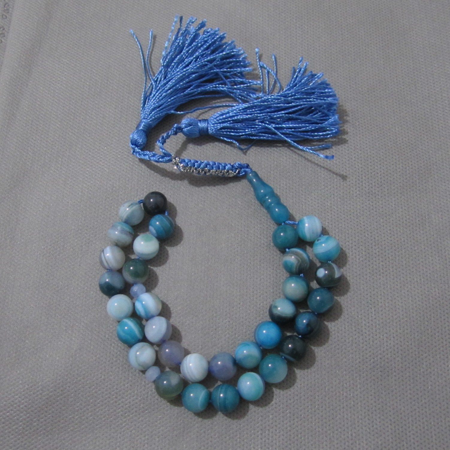 Islamic Sulemani Hakik Rosary Blue Prayer Beads Crafted with 33 Beads Tasbih