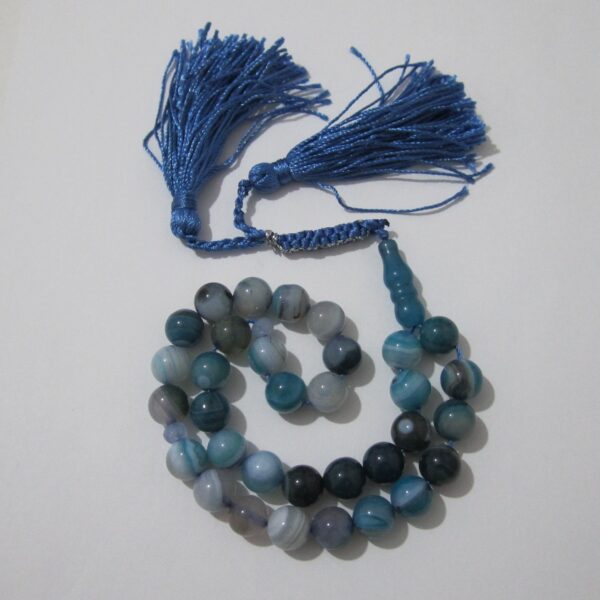 Islamic Sulemani Hakik Rosary Blue Prayer Beads Crafted with 33 Beads Tasbih