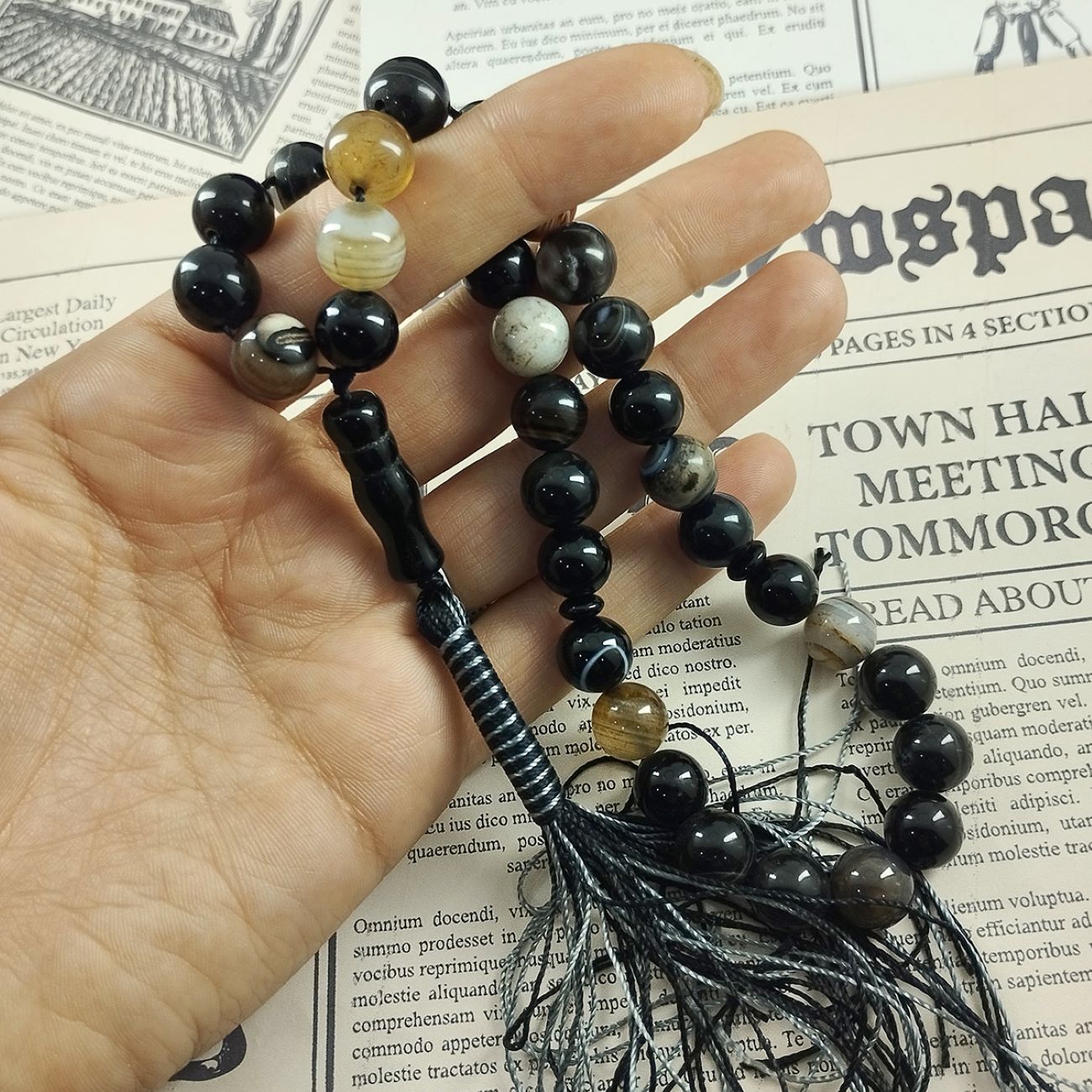 Islamic Sulemani Hakik Rosary Prayer Beads Crafted with 33 Beads Muslim Tasbih